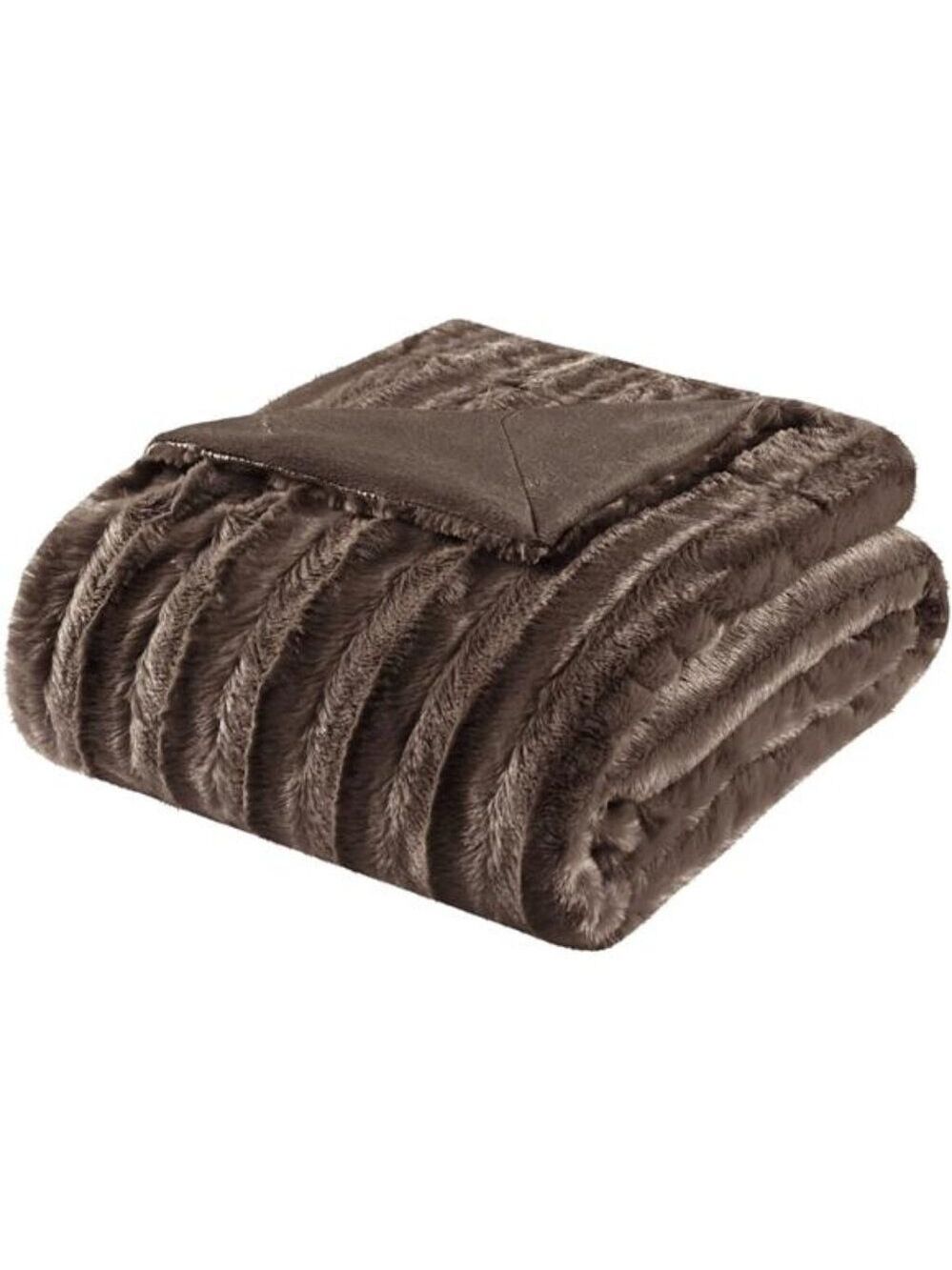 Faux Fur Throw Blanket Brown Luxury Soft Cozy Long Plush Bed Sofa Winter Gift